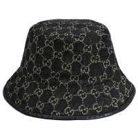 GUCCI 復古緹花織布造型漁夫帽/遮陽帽(黑)