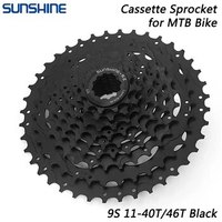 SUNSHINE 9 Speed Black Cassette Sprocket for MTB Bike 11-40T 11-46T Freewheel Mountain Bicycle for SHIMANO SRAM