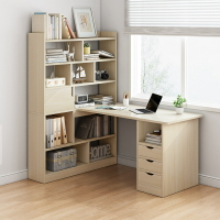 電腦桌轉角式 l型書桌書架組合一體桌組合電腦桌臥室轉角家用簡易書柜學習桌子『XY33187』