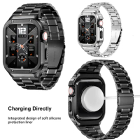 Luxury Metal Case+Strap For Apple Watch 45mm Series 9 8 7 49mm 41 44mm 40mm Stainless Steel Modification Kit For iWatch 6 5 4 SE