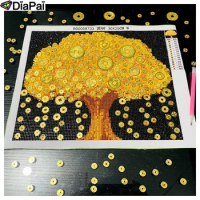 DIAPAI 5D Diy Diamond Painting Mosaic Golden Money Tree Special Shape Rhinestone Cross Stitch Embroidery Good Symbolism Decor