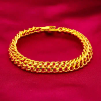 Non-fading Thick Plated Gold Color Watch Butch Centipede Bracelet Women's Men's Hand Chain Link Original Fashion Jewelry