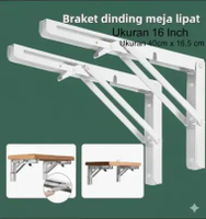 Bracket Hitam / engsel meja lipat dinding / engsel siku lipat dinding perpasang 16"Putih