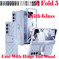 เคสโทรศัพท์ Samsung Galaxy Z Fold 5, ขายส่ง, พร้อมบานพับ, ฝาหลัง, พร้อมกระจก, เคส Zfold5, พร้อมขาตั้