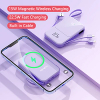 22.5W Fast Charger Power Bank Magnetic Wireless Charging for iPhone 14 15 13 Samsung Huawei Mate 60 Xiaomi Powerbank with Cable