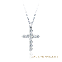 【King Star】愛的信念十字架18K金鑽石項墜(嚴選D-F無色等級美鑽)