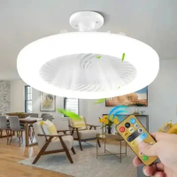 Ceiling Fans with Remote Control and Light LED Lamp Fan E27 Converter Base Smart Silent Ceiling Fans for Bedroom Living Room
