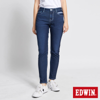 【EDWIN】女裝 JERSEY EJ2冰河玉錐形長褲(酵洗藍)