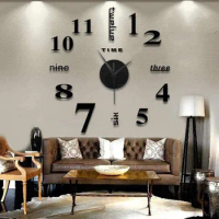 Large Wall Clock Wall Sticker Watch 3D DIY Frameless Mirror Stickers Quartz Duvar Saat Klock Modern Mute clock reloj de pared