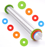 Rolling Pin with Thickness Rings Fulimax 17" Adjustable Stainless Steel Rolling Pins for Baking Doug
