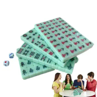 Mini Mahjong Game Portable Clear Engraved Mahjong Sets Mini Tile Game Travel Accessories For Travel Schools Trips Dormitories
