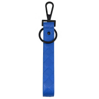 【BOTTEGA VENETA 寶緹嘉】簡約經典手工編織全皮革扣式吊飾鑰匙圈(藍色)