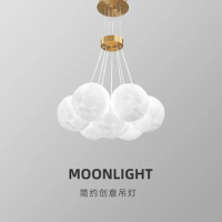 Moon chandelier, living room main light, bubble ball, magic bean lamp, bedroom, creamy and romantic style