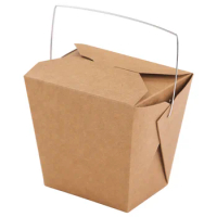 20PCS Kraft Paper Portable Packing Pasta to Go Box Rice Fast Food Fried Chicken Bento Container