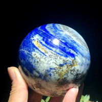 天然阿富汗青金石特色水晶球能量石辦公居家風水擺件一物一圖裝飾