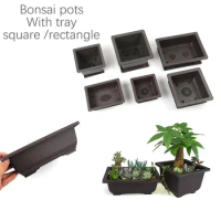 1PC Square Flower Pot Imitation Plastic Balcony Pots Flower Bonsai Bowl Nursery Basin Planter Imitat