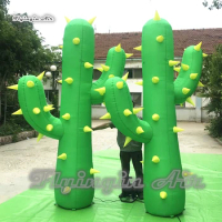 Large Green Inflatable Cactus Replica Fleshy Plant Balloon Airblown Saguaro For Yard And Park Decoration