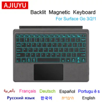 AJIUYU Magnetic Backlit Keyboard For Microsoft Surface Go 3 1 2 Tablet PC Go3 Go2 Go1 10.1 10.5 inch PC Keyboard Cover