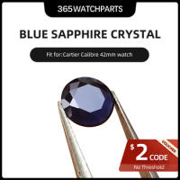 Watch Handle Blue Sapphire Crystal Crown Parts for Cartier Calibre De Cartier 42mm Diving Automatic Watch