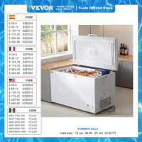 VEVOR Chest Freezer 12.8 Cu.ft / 345 L 4 Removable Baskets with Locking Lid 7-Level Adjustable Temp LED Lighting 6 Wheels