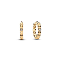 ต่างหู 14k gold Beaded Huggie Earrings สี Gold