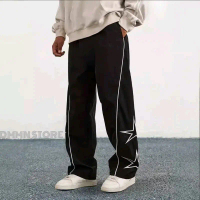 DMMN STORE Y2K BUGGY PANTS VINTAGE START WIDE-LEG Hitam