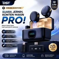 DST ProMic Duo 2.4G Wireless Microphone untuk Vlog, Live Streaming, Podcast & Content Creation
