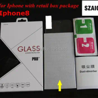 SZAICHGSI wholesale 100pcs/lot 9H 0.26mm tempered glass screen protector for apple iphone8 with retail box package