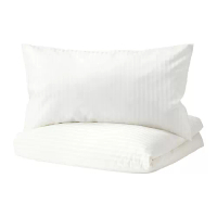 NATTJASMIN 雙人被套附2個枕頭套, 白色, 200x200/50x80 公分