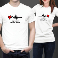 kaos couple print heart/kaos dewasa couple/t-shirt dewasa/kaos terbaru/kaos keren Kain Katun Combed 