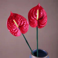PE Anthurium Andraeanum Lind Flame Imitation Flowers Home Indoor Office Party Wedding Decoration Photographic Prop