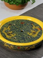 青花瓷簡易圓形陶瓷茶盤大號家用雙層儲水茶台托盤茶海帶蓋茶洗