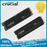Crucial T700 Gen5 NVMe M.2 SSD With Heatsink 1TB 2TB Up to 12,400 MB/s Internal Solid State Drive Gaming Video Editing Design