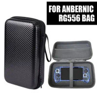 EVA Carrying Case For ANBERNIC RG556 Carbon Fiber Texture Game Console Storage Bag Anti-scratch Hardshell Case with Mesh Pocket