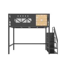 Raised bed iron art save space small apartment loft bed high and low iron bed