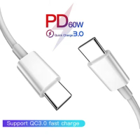 Usb Type C to USB-C Cable PD 60W Fast Charge For Samsung S8 S9 Plus Huawei P30 1M 2M Type-c to 8Pin for Macbook iPhone X 7 6 500