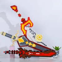 Pixel Game World of Warcraft Toy Brave Quest Dragon Sword Castlevania Game Assembly Model Boy Birthday Toy