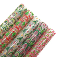 Christmas Rainbow Crutches Printed Jelly Leather Sheets Transparent See Through TPU Printed Sheets For Bows Earrings DIY T618A