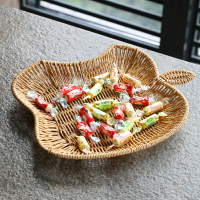 創意水果形狀糖果盤仿藤編織新年干果盒客廳家用果籃收納盤