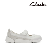 【Clarks】女鞋 三瓣鞋2.0 Trigenic2 Jane全皮面輕盈寬楦瑪莉珍休閒鞋 小白鞋(CLF82123C)