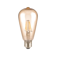 【Luxtek樂施達】買四送一 LED復古燈泡 金色燈罩木瓜型 110V 6W E27 黃光 5入(LED燈 仿鎢絲燈 工業風)