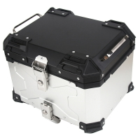 X款摩托車壓紋鋁合金尾箱後備箱行李箱45L大號電動車尾箱儲物箱