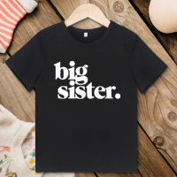 Big Sister T-shirt Simple Letter Print 3-7 Years Boys Clothes Black Basic Tops Fine Fabric Comfy Breathable Kids T Shirt