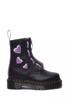 Dr. Martens 1460 Zip Heart Virgina Satin Lux Leather Lace Up Boots Black - Women