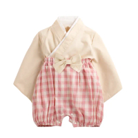 【Baby 童衣】任選 寶寶造型服套裝 二件式日本和服套裝 12002(米色粉格子)