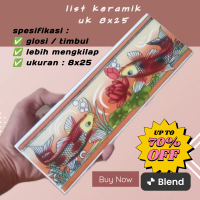 list keramik dinding minimalis motif ikan coy ukuran 8x25 / list keramik dinding dapur dan kamar man