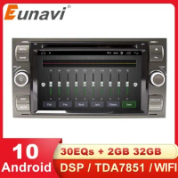 Eunavi 2 din Car Multimedia Player Android 10 Auto DVD GPS Radio For Ford Mondeo S-max Focus C-MAX Galaxy Fiesta Form Fusion DSP