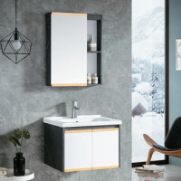 China Suppliers Modern PVC Bathroom Vanity Sink Wash Basin Cabinet Set With Mirror