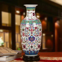 Jingdezhen Ceramic vase Antique Chinese Enamel White Longevity Bottle Vase Fashion Home Decoration Craft Decoration vase home