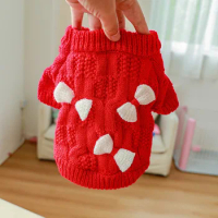 Red New Year Sweater Dog Dog Pet Clothes Thick Cat Teddy Than Bear Small Dog Two Feet Autumn Winter Clothing